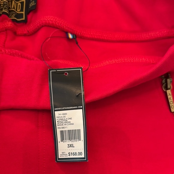 Akoo Bold Red Joggers with Zipper Accent pockets NWT 3XL - Picture 9 of 13